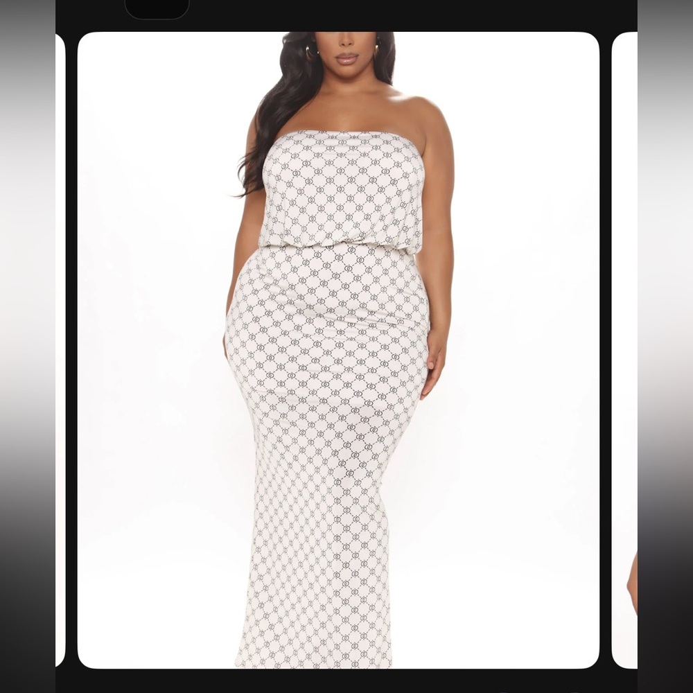 Fashion Nova Black and White Geometric Dress